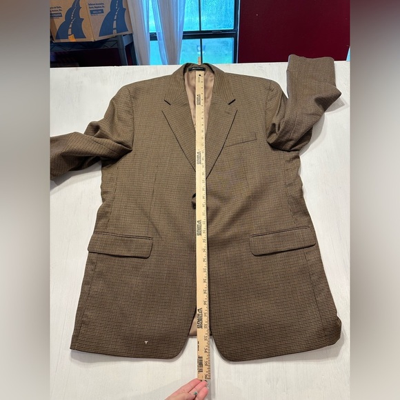 Lauren Ralph Lauren Men’s Wool Blazer 46L Brown Houndstooth Check Sport Coat - Picture 6 of 11